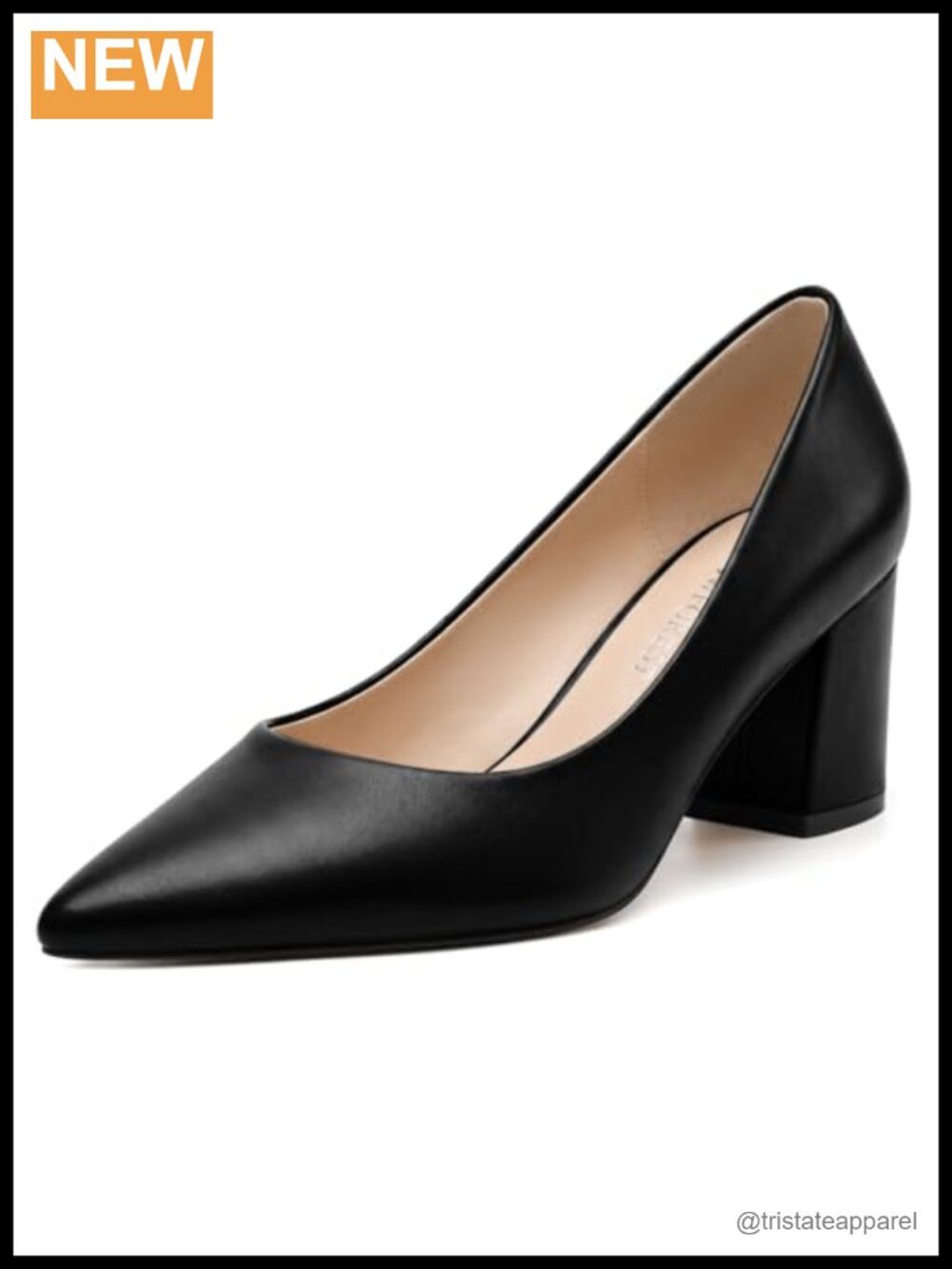 Chunky Heel Pointed Toe Slip On Pumps 2.5 Inch Block Heels for Work Party